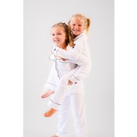 Lulabay Personalised Jersey Long Pyjamas in White | Size: 5-6 Years