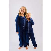 Lulabay Personalised Jersey Long Pyjamas in Navy | Size: 1-2 Years