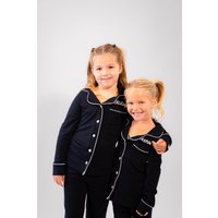 Lulabay Personalised Jersey Long Pyjamas in Black | Size: 11-12 Years