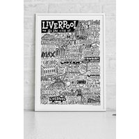 Sketchbook Design Liverpool Landmarks A3 Print - White Frame