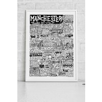 Sketchbook Design Manchester Landmarks A3 Print - White Frame