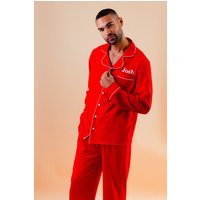 Lulabay Men's Personalised Jersey Long Pyjamas in Red | Size: XL
