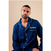 Lulabay Men's Personalised Jersey Long Pyjamas in Navy | Size: XL