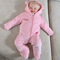 Lulabay Girl's Personalised Pramsuit in Light Pink | Size: 12-18 m