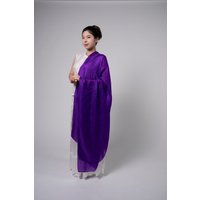Silk and Bears Women's Royal Purple Silk Scarf - Hand-Dyed Mulberry Silk Shawl Wrap, Wedding Guest & Evening in Violet | Size: 10-12