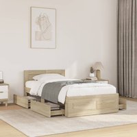 Berkfield Home Bed Frame with Headboard without Mattress Sonoma Oak 75x190 cm Small Single in Brown
