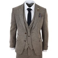 3 Piece Tweed Suit Vintage Harringbone 1920s Retro Peaky Blinders 48R