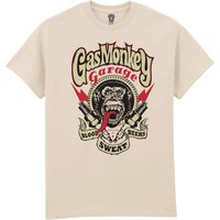 Gas Monkey Garage Men's Sparkplugs T-Shirt in Ecru | Size: 5XL