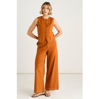 Rust Contrast Embroidery Stitch Detail Trouser