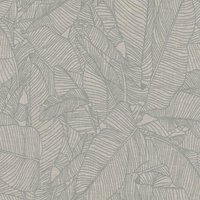 A.S. Creation Leaf Striped Faux Linen Effect Modern Textured Wallpaper in Grey