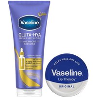 Vaseline Body Lotion Gluta-Hya Flawless Tone 200ml & Cocoa Lip Balm 20g Duo Set in White