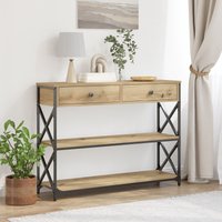 Berkfield Home Console Table Artisan Oak 100x28x75 cm Engineered Wood & Steel in Brown | Size: 100 x 28 x 75 cm