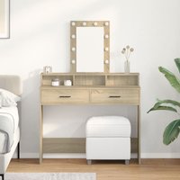 Berkfield Home Dressing Table with LED Lights Sonoma Oak 100x41x140 cm in Brown | Size: 100 x 41 x 140 cm
