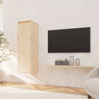 Berkfield Home Wall Cabinet 30x30x100 cm Solid Pinewood in Brown | Size: 30 x 30 x 100 cm