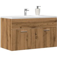 Berkfield Home Bathroom Sink Cabinet Artisan Oak 90x38.5x46 cm Engineered Wood in Brown