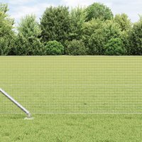 Berkfield Home Welded Wire Fence with 13 Spike Posts 0.8x50 m Galvanised Steel in Silver