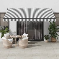 Berkfield Home Manual Retractable Awning with LEDs Anthracite&White 400x300 cm in Black