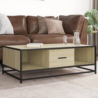 Berkfield Home Coffee Table Sonoma Oak 100x57x35 cm Engineered Wood & Metal in Brown | Size: 100 x 57 x 35 cm