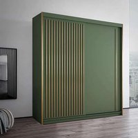 Sliding Wardrobes 4U Modern Sliding Wardrobe with LED Light W150cm x H217 x D62cm in Green