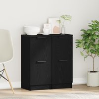 Berkfield Home Sideboards 2 pcs in Black Oak, 30x30x70 cm, Made of Engineered Wood | Size: 30 x 30 x 70 cm