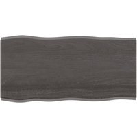 Berkfield Home Table Top Dark Grey 100x50x(2-4) cm Treated Solid Wood Live Edge in Brown