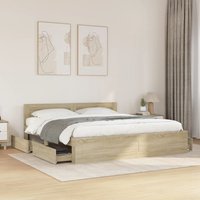 Berkfield Home Bed Frame with Headboard without Mattress Sonoma Oak 200x200 cm in Brown