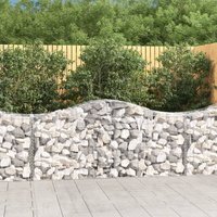 Berkfield Home Arched Gabion Baskets 2 pcs 200x50x80/100 cm Galvanised Iron in Silver