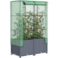 Berkfield Home Raised Bed with Greenhouse Cover Rattan Look 80x40x138 cm in Black | Size: 80 x 40 x 138 cm