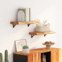 Berkfield Home Wall Shelf 60x30x3.8 cm Rectangular Solid Wood Acacia Live Edge in Brown