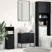 Berkfield Home Bathroom Sink Cabinet Black Oak 60x33x60 cm Engineered Wood | Size: 60 x 33 x 60 cm