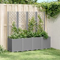 Berkfield Home Garden Planter with Trellis Light Grey 160x40x140 cm PP | Size: 160 x 40 x 140 cm