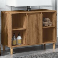 Berkfield Home Bathroom Cabinet Artisian Oak 80x33x60 cm Engineered Wood in Brown | Size: 80 x 33 x 60 cm