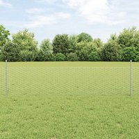 Berkfield Home Hexagon Fence with 11 U Posts Silver 0.5x25 m Steel