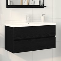 Berkfield Home Sink Cabinet with Built-in Basin Black Oak Engineered Wood, Sink Cabinet Black Oak 90x38, 5x45 cm Engineered Wood