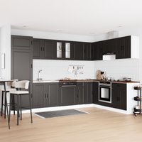 Berkfield Home Porto Sink Base Cabinet with Sink - Black - 80x46x84.5 cm - Made of Engineered Wood