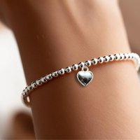 Puff Heart Beaded Stretch Bracelet inches