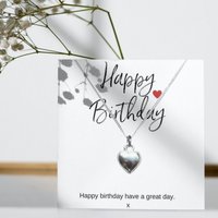 Happy Birthday Heart Charm Necklace & Gift Card inches