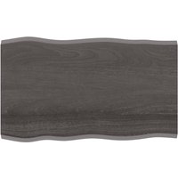 Berkfield Home Table Top Dark Grey 100x60x2 cm Treated Solid Wood Oak Live Edge in Brown | Size: 100 x 60 x 2 cm