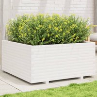 Berkfield Home Garden Planter White 100x100x49.5 cm Solid Wood Pine