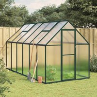 Berkfield Home Greenhouse with Base Frame Green 334x169x195 cm Aluminium | Size: 334 x 169 x 195 cm