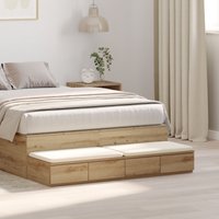 Berkfield Home Bed Drawers Artisan Oak 120x36, 5x16, 5 cm Engineered Wood in Brown