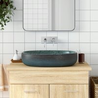 Berkfield Home Countertop Basin Turquoise Oval 59x40x14 cm Ceramic in Black | Size: 59 x 40 x 14 cm