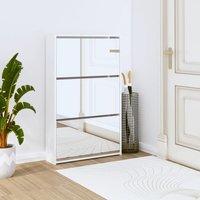 Shoe Cabinet Mirror 3 Layer High Gloss 63x17x102.5 cm