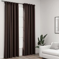 Berkfield Home Linen-Look Blackout Curtains with Hooks 2 pcs Taupe 140x225 cm