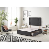 Somnior Flexby Divan Bed Base With 2 Drawers & Upholstered Headboard Plush Velvet in Black | Size: Double