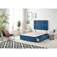 Somnior Flexby Divan Bed Base With 2 Drawers & Upholstered Headboard Plush Velvet in Navy | Size: Double