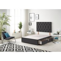 Somnior Premier Divan Bed Base With 2 Drawers & Upholstered Headboard Plush Velvet in Black | Size: King