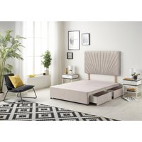 Somnior Platinum Divan Bed Base With 2 Drawers & Upholstered Headboard Plush Velvet in Silver | Size: King