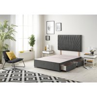 Somnior Platinum Divan Bed Base With 2 Drawers & Upholstered Headboard Tweed Fabric in Charcoal | Size: King