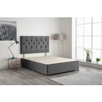 Somnior Ziggy Divan Bed Base with Headboard Plush Velvet in Charcoal | Size: King